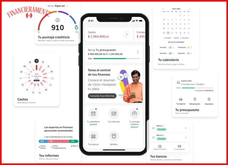 Descargar la app desde Google Play o App Store (ejemplos: Mis Finanzas, N26)